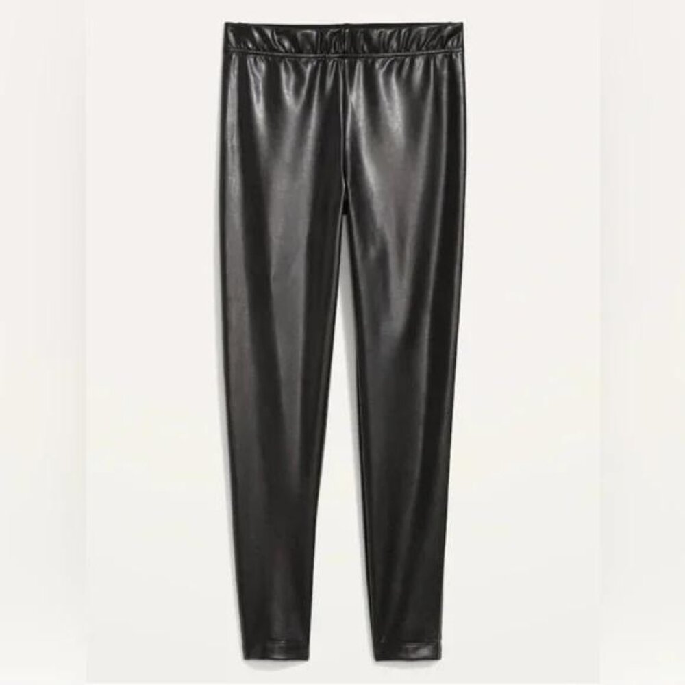 NWT Old Navy High-Waisted Faux-Leather Front-Panel Leggings - Picture 5 of 8